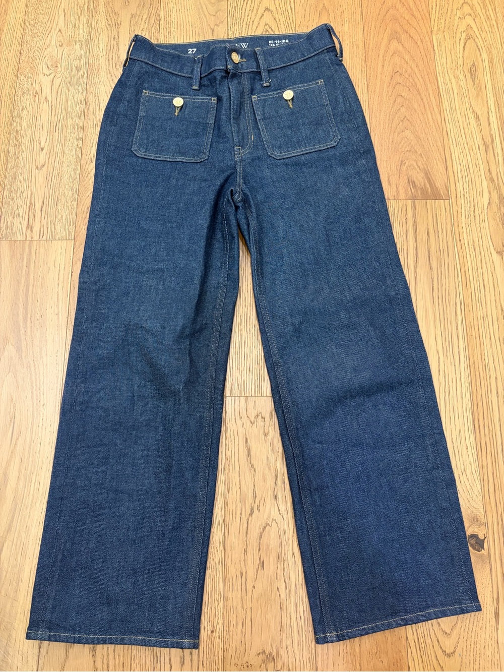 J. Crew 96 slim High-Rise Wide Leg TrouserJeans dark blue with gold button 27 - Picture 2 of 5